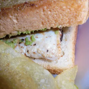 Avocado chicken sandwich, close-up.