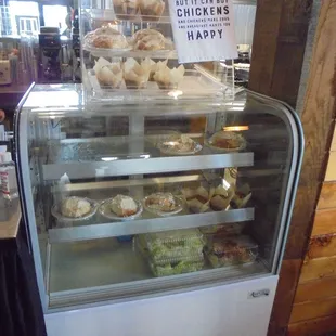 Pastry display case at the front counter.
