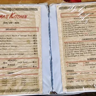 menu