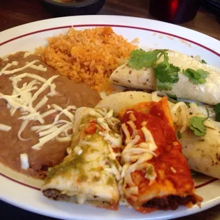 Carne Asada and Green and Red Enchiladas.  Excellent!