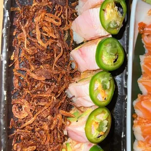 Marlon roll yellowtail and albacore inside