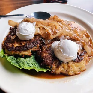 Potato Pancakes with caramelized onions and sour cream