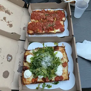 Spicy pizza &amp; the white pizza!