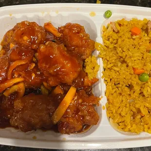 Orange Chicken with fried rice.