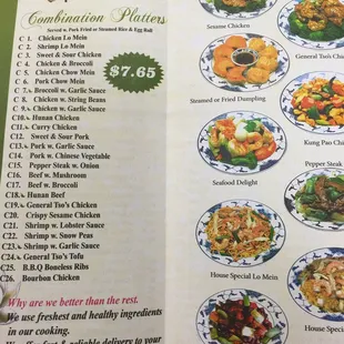 Dinner combination platters.