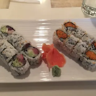 Spicy tuna roll and sunshine roll