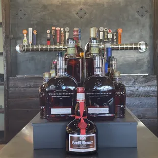 a display of liquor bottles