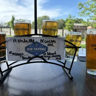 Beer flight and a tap
