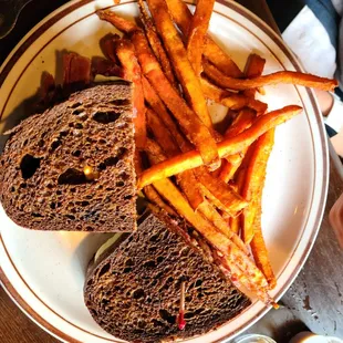 Reuben sandwich with sqeet potato fries! Looked good!