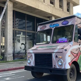 a food truck on a city street