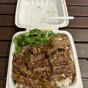 Birdseye view of steak plate