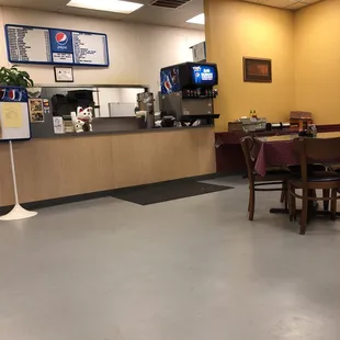 Bare bones interior, but there are 8 tables and room to spread out