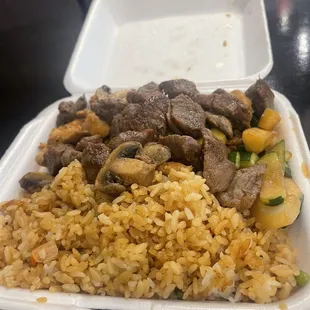 Chicken and steak hibachi