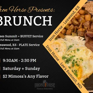 BRUNCH at Iron Horse!  Start your weekend right with a delicious brunch at Iron Horse Bar &amp; Grill!...