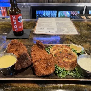 02/21/2023 - $13 Pick Two Lunch Special - huge chicken tenders &amp; salmon cakes.