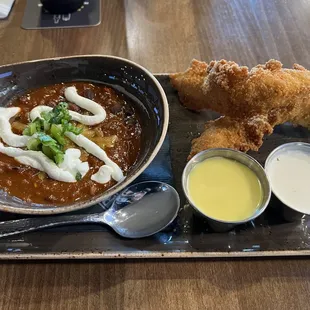10/27/2022 - Pick 2 for $13 lunch (2pc) 1/2 Order Chicken Strips - LUNCH PICK 2 &amp; Burnt End Chili Bowl