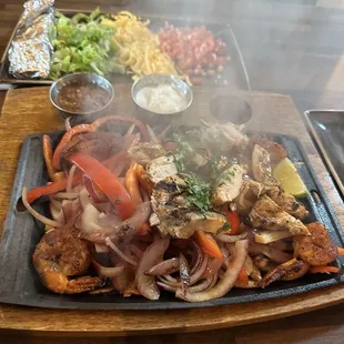 Steak and chicken fajitas