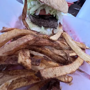 Mushroom Swiss Burger.  Picture makes it look small but it is actually pretty big.