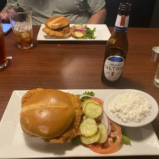 Pork tender sandwich with cottage cheese