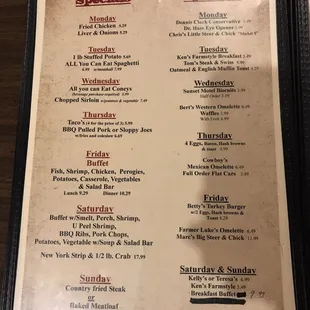 menu