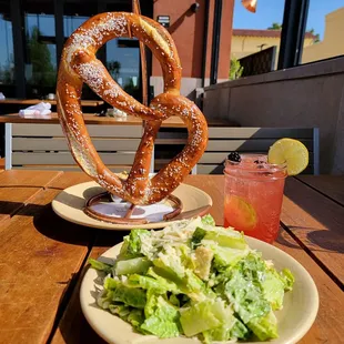 Bavarian Pretzel and Cesar Salad w/Blackberry Limeade