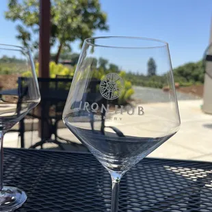 two wine glasses on a table