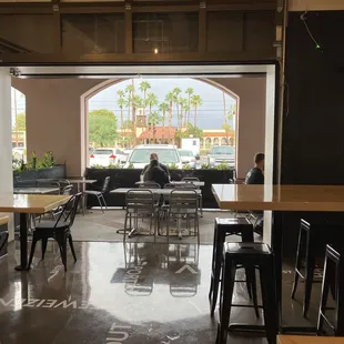 Door open for rainy day afternoon