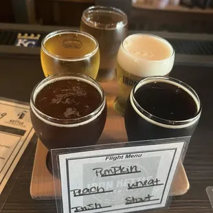 a flight of beers