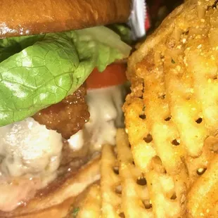 a burger and french fries