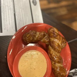 Pretzels and beer cheese dip
