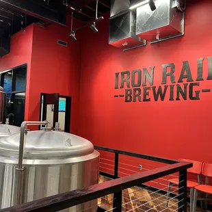 Inside you can see them brewing beer