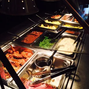 a buffet of food