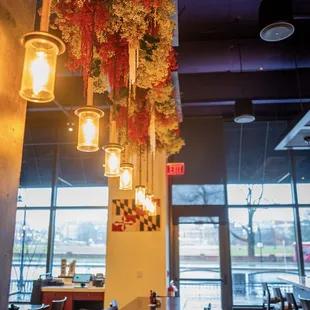 tables and chairs in a restaurant