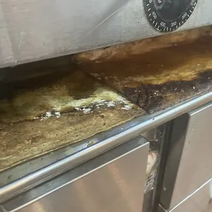 Over flowing grease that is never cleaned (cross contamination)