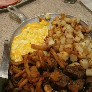Steak tips breakfast (without savory sauce)