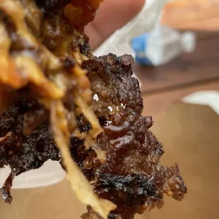 Nice charred edges of a smash burger!