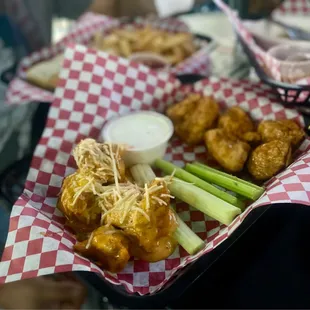 Roasted garlic parm wings &amp; honey habanero wings