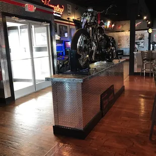 a motorcycle on display