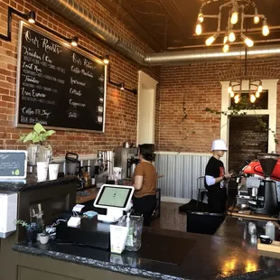 customers working at the counter