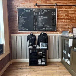 The menu and available products