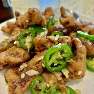 Salt and pepper beef. Our favorite dish