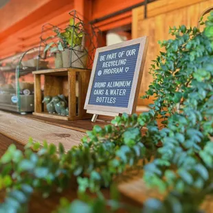 a sign on the counter