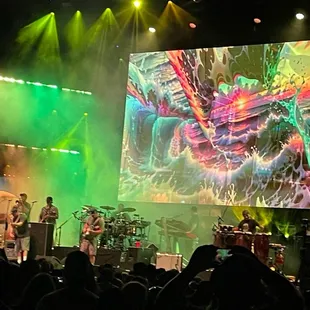 a band performing on stage