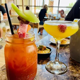 Bloody Mary &amp; Mimosa.  (Love the resorts Bloody Mary&apos;s!)