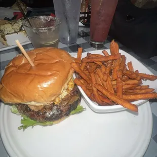 The Jackson hole burger and sweet potato fries