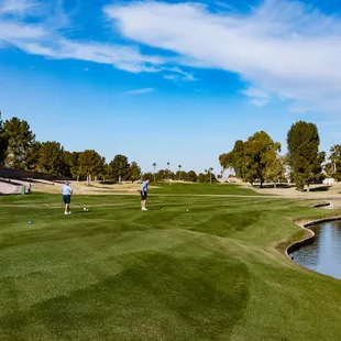 Sit on the patio to watch your favorite team.  Stay warm with one of our heaters and enjoy the view of Hole 1