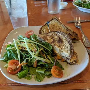 Patty Melt with salad.