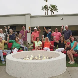 huge firepits with comfy seating