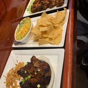 Burnt ends, artichoke dip and jumbo smoked wings