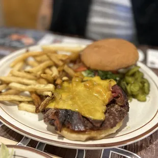 6th guy burger with cheese and bacon